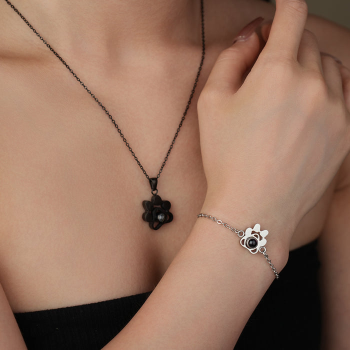 Cat Paw Projector Necklace and Bracelet Set