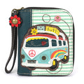 CHALA ZIP AROUND WALLET BUS - TEAL STRIPE