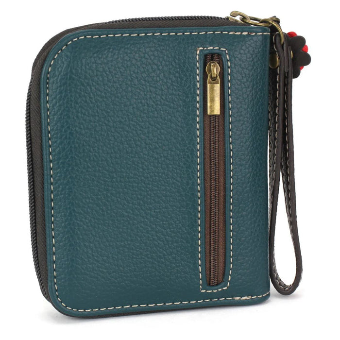 CHALA ZIP AROUND WALLET BUS - TEAL STRIPE