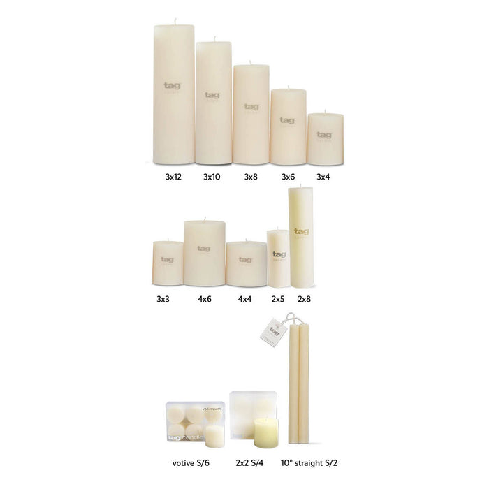Chapel Wedding Pillar Candle 3x6 - White