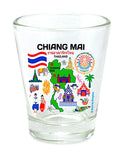 Chiang Mai Thailand Landmarks and Icons Collage Shot Glass
