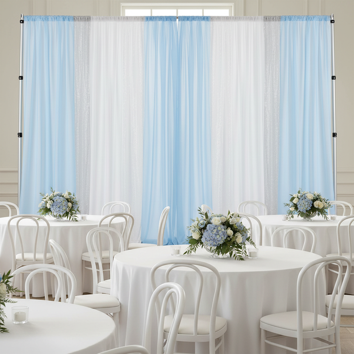 Chiffon Curtain Drape 12ft H x 58" W Panel - Baby Blue