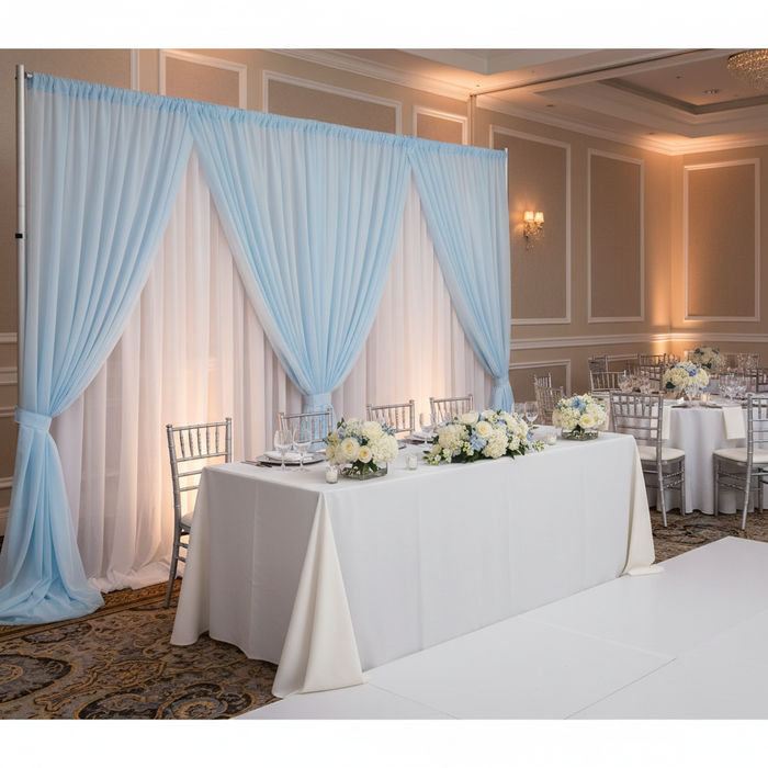 Chiffon Curtain Drape 12ft H x 58" W Panel - Baby Blue