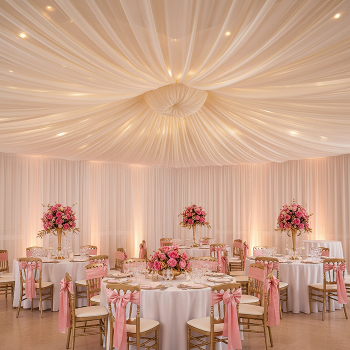 Chiffon Curtain Drape 10ft H x 58" W Panel - Ivory