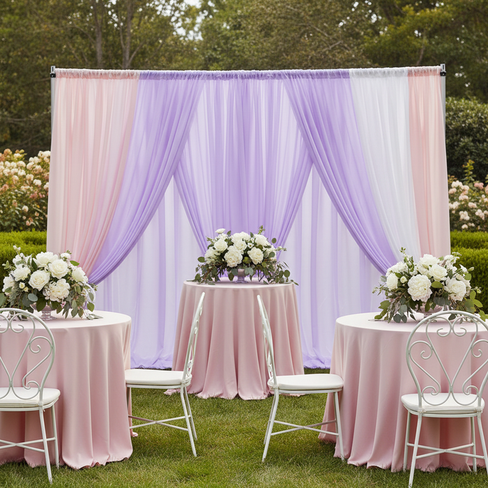 Chiffon Curtain Drape 10ft H x 58" W Panel - Lavender
