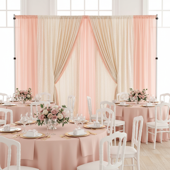 Chiffon Curtain Drape 12ft H x 58" W Panel - Blush/Rose Gold