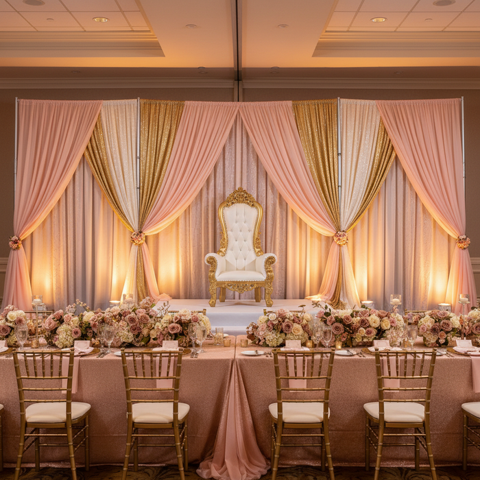Chiffon Curtain Drape 12ft H x 58" W Panel - Blush/Rose Gold