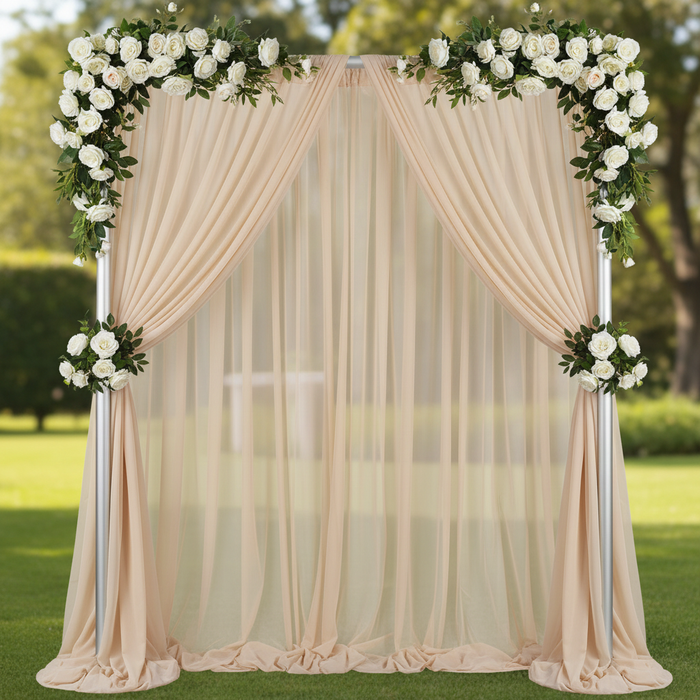 Chiffon Curtain Drape 12ft H x 58" W Panel - Champagne