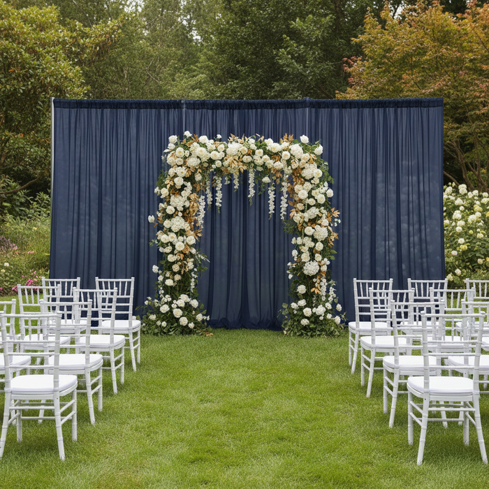 Chiffon Curtain Drape 12ft H x 58" W Panel - Navy Blue