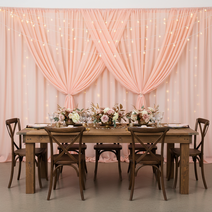 Chiffon Curtain Drape 14ft H x 58" W Panel - Blush/Rose Gold