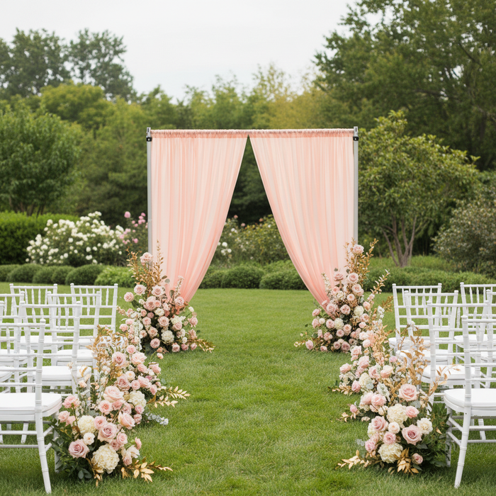 Chiffon Curtain Drape 14ft H x 58" W Panel - Blush/Rose Gold