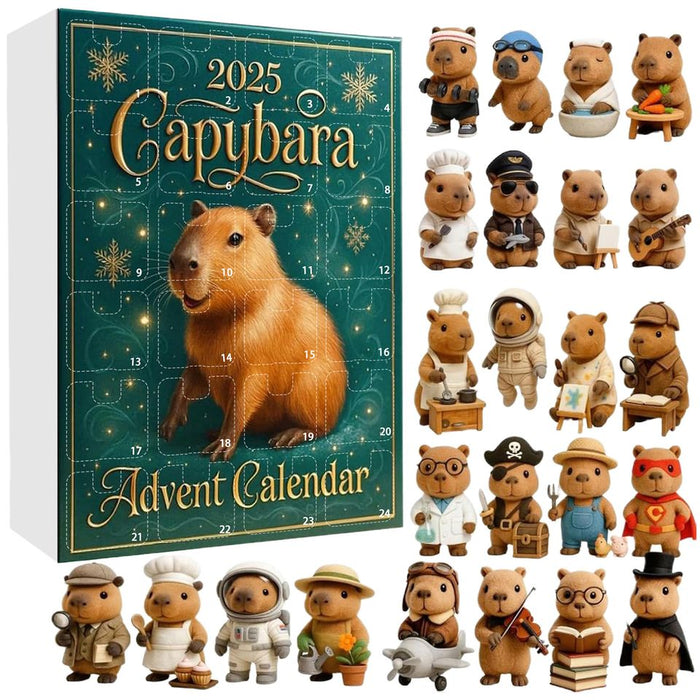 Christmas Gift Capybara Advent Calendar with 24 2D Flat Capybara Xmas Countdown Calendar