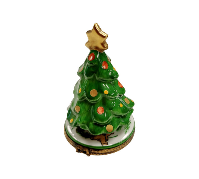 Christmas Tree for Holiday Collectors Limoges box, hand-painted porcelain made in France
