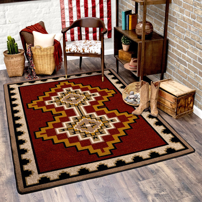 Council Fire in Red Area Rugs