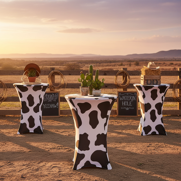 Cow Animal Print Spandex Cocktail Table Cover 30" Round