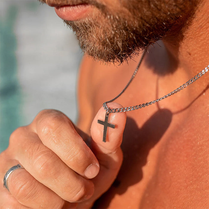 Cross Necklace 3mm Cuban Chain Necklace for Man