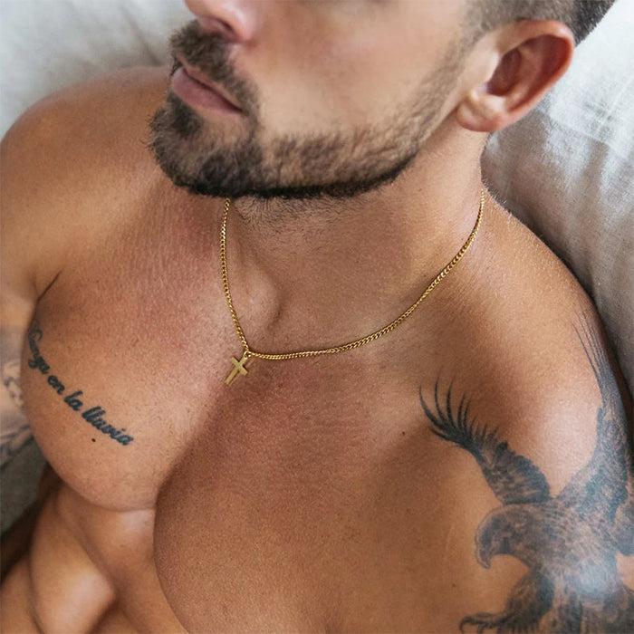 Cross Necklace 3mm Cuban Chain Necklace for Man