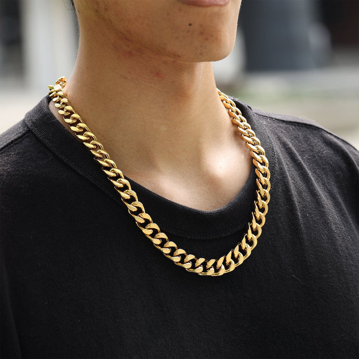 Cuban Link Chain Necklace Stainless Steel 12mm Men Necklace MelodyNecklace