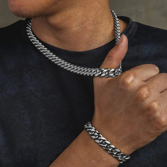 Cuban Link Chain Necklace Stainless Steel 12mm Men Necklace MelodyNecklace