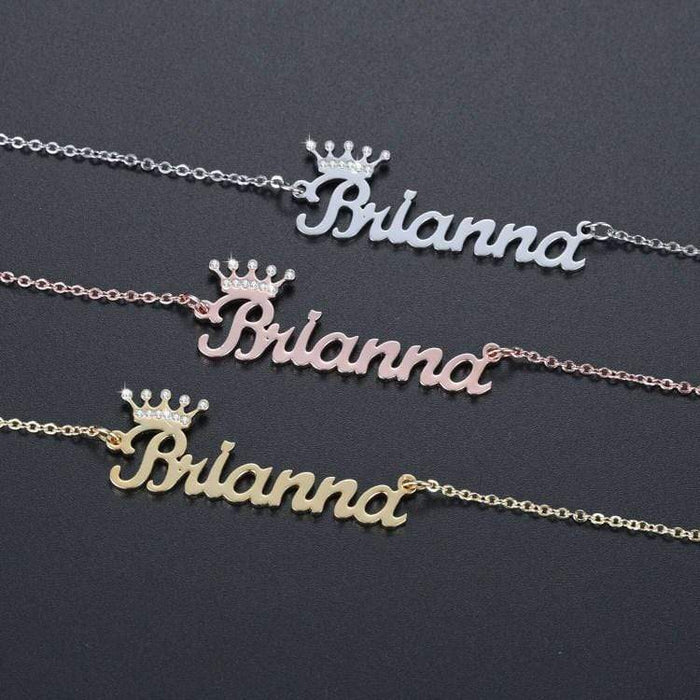 Christmas Gift Cute Crown Name Necklace Sparkling Necklace MelodyNecklace