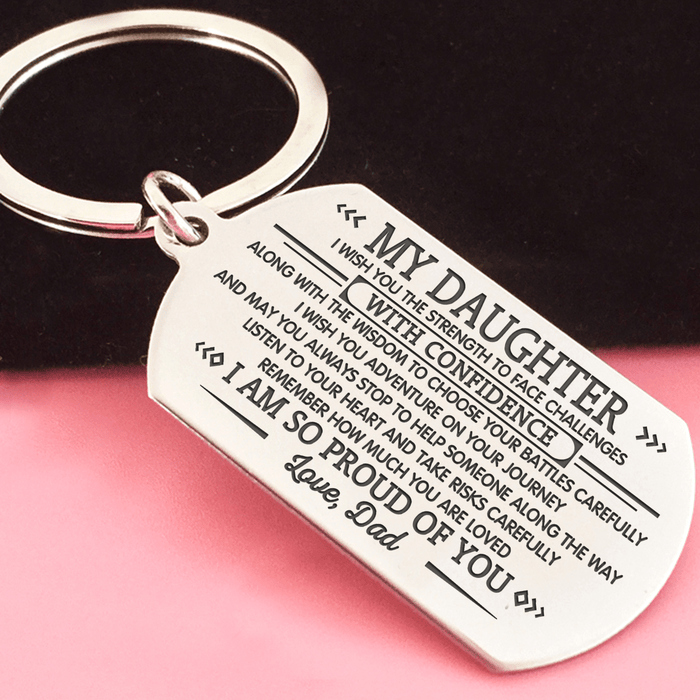 Dad To My Daughter- I Wish You the Strength To Face Challenges Keychain MelodyNecklace