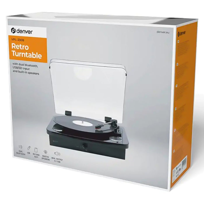 Denver Retro Turntable - Piano Black | VPL-230B from Denver - DID Electrical