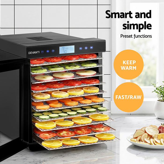 Devanti 10 Trays Food Dehydrator with Stainless Steel Tray - Devanti