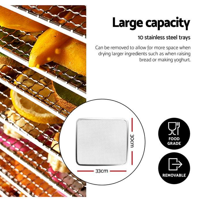 Devanti 10 Trays Food Dehydrator with Stainless Steel Tray - Devanti