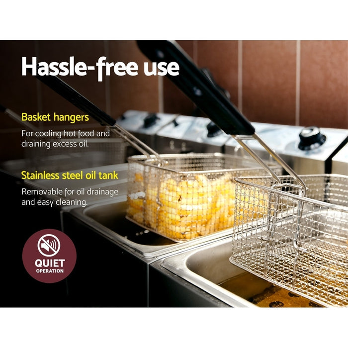 Devanti Commercial Electric Single Deep Fryer Silver
