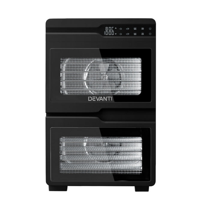 Devanti 12 Trays Food Dehydrator Dual-Zone Stainless Steel Fruit Jerky Dryer - Devanti