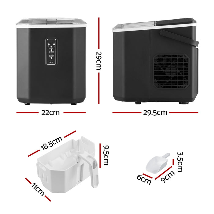 Devanti 12kg Ice Maker Machine 1.3L w/Scoop Holder Black - Devanti