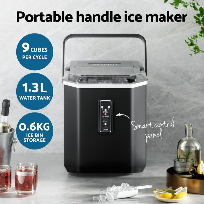 Devanti 12kg Ice Maker Machine 1.3L w/Scoop Holder Black - Devanti