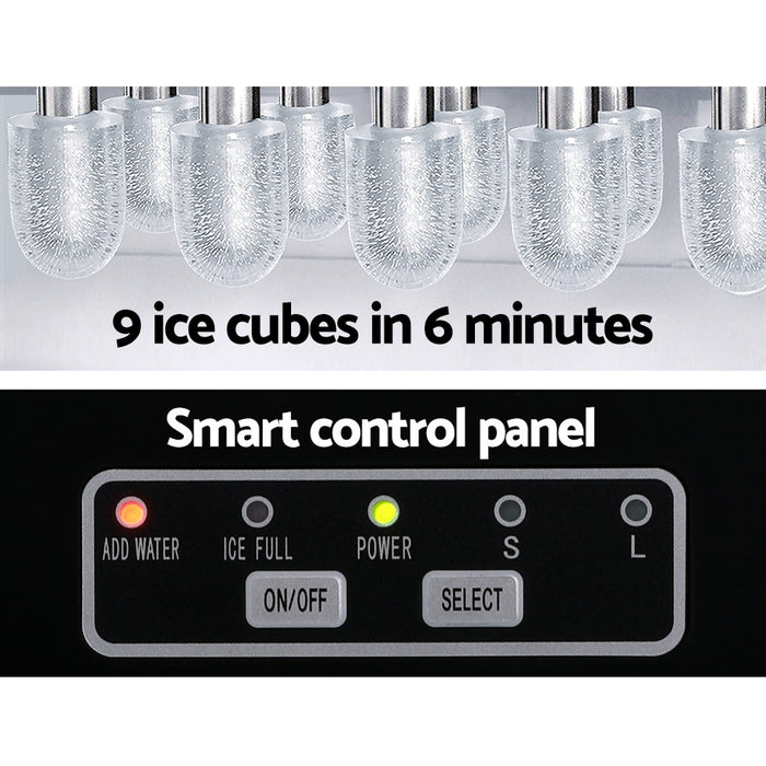 Devanti 12kg Ice Maker Machine w/Self Cleaning Silver - Devanti