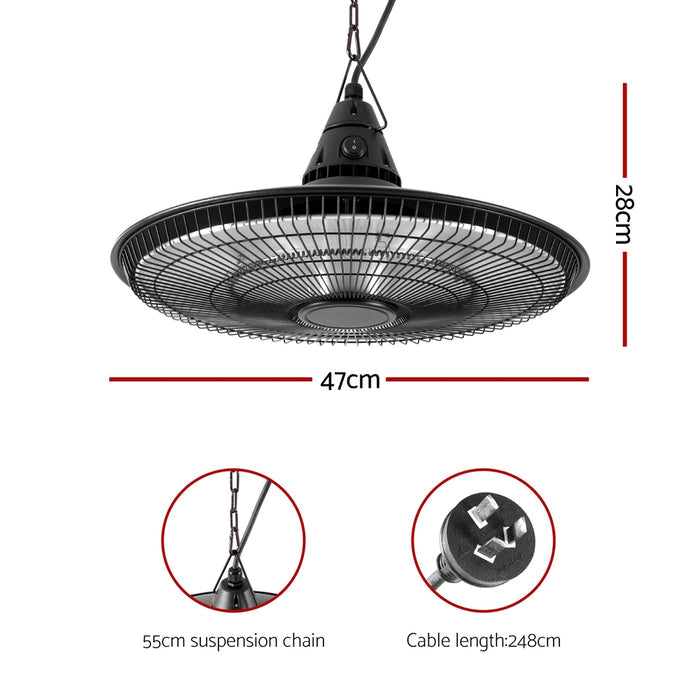Devanti 1500W Hanging Electric Patio Heater - Devanti