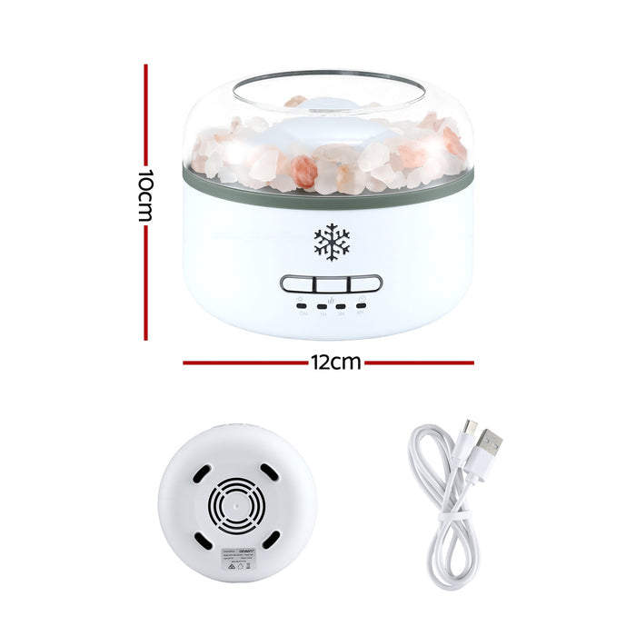 Devanti 150ml Salt Lamp Aroma Diffuser Ultrasonic Humidifier Purifier 7 LED Colors - Devanti