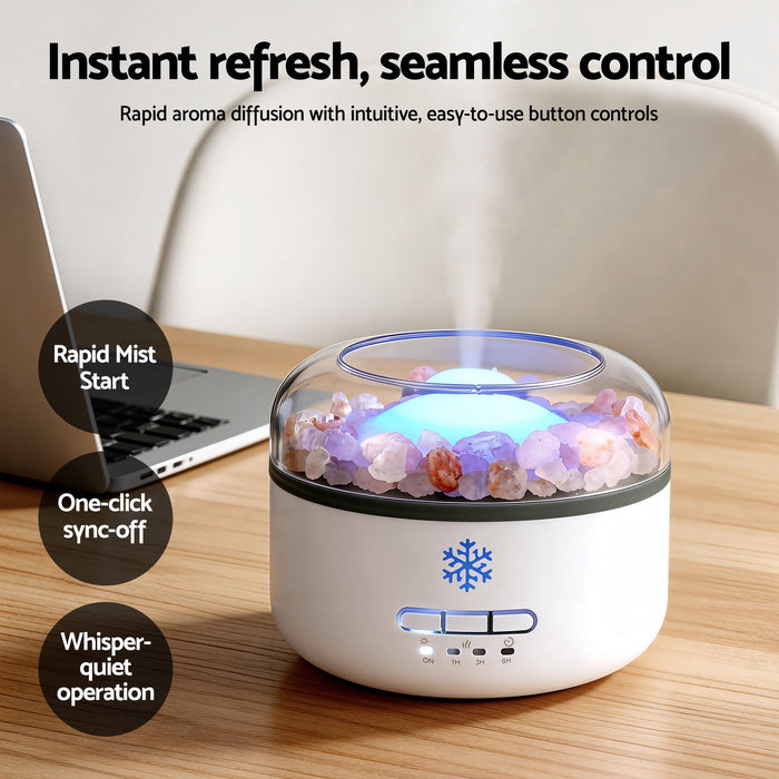 Devanti 150ml Salt Lamp Aroma Diffuser Ultrasonic Humidifier Purifier 7 LED Colors - Devanti
