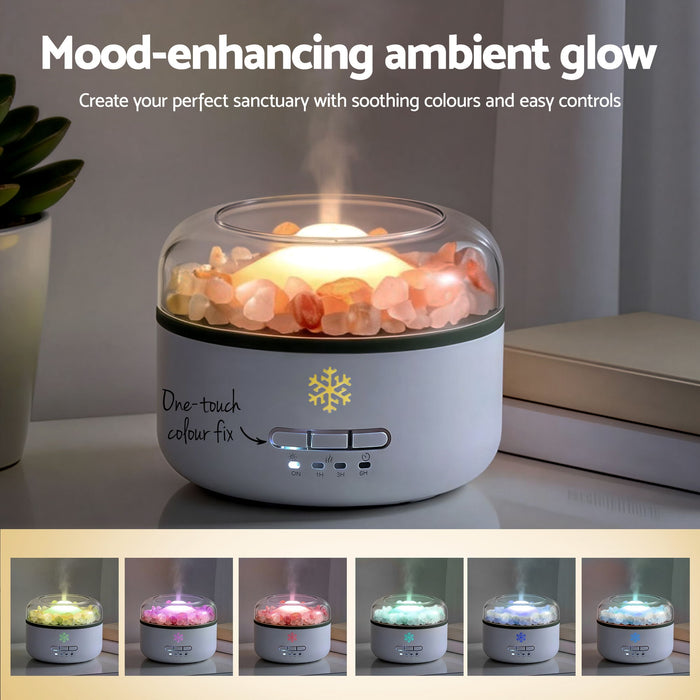 Devanti 150ml Salt Lamp Aroma Diffuser Ultrasonic Humidifier Purifier 7 LED Colors - Devanti
