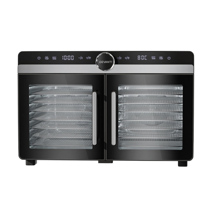 Devanti 16 Trays Food Dehydrator Dual-Zone Stainless Steel - Devanti