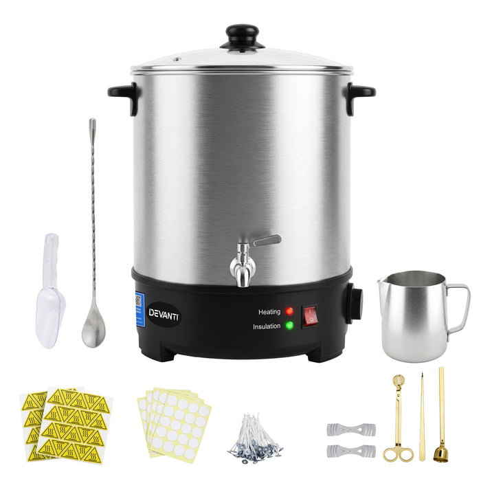 Devanti 16L Wax Melter Candle Making 1500W Melting Pot Furnace Quick Pour Spout Soy Soap