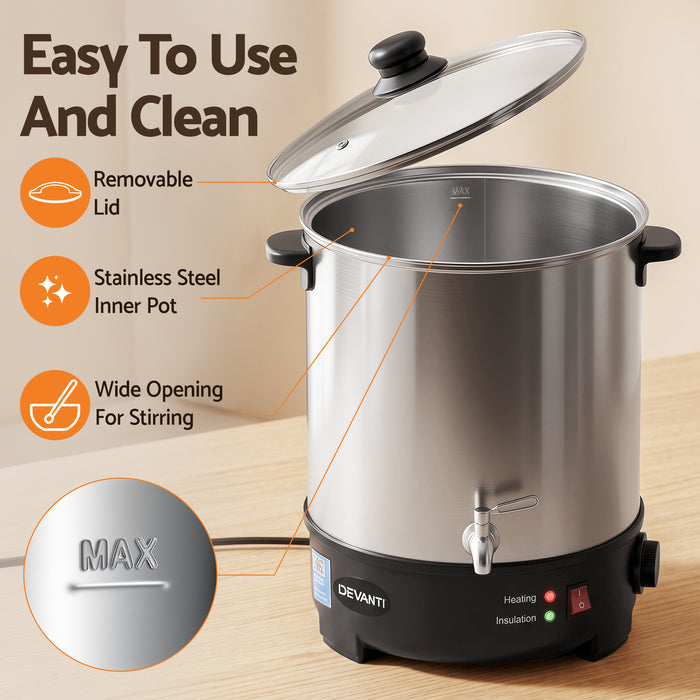 Devanti 16L Wax Melter Candle Making 1500W Melting Pot Furnace Quick Pour Spout Soy Soap