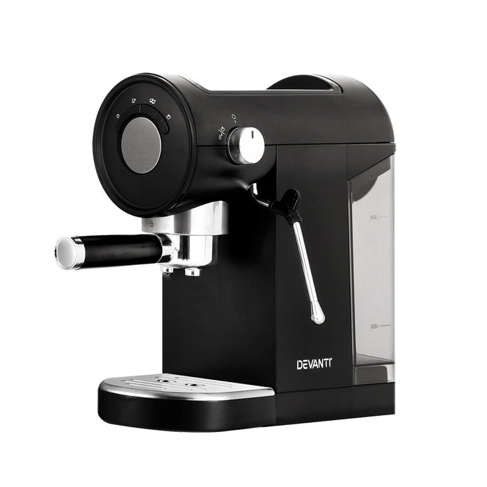 Devanti 20 Bar Coffee Machine Espresso Cafe Maker Black - Devanti