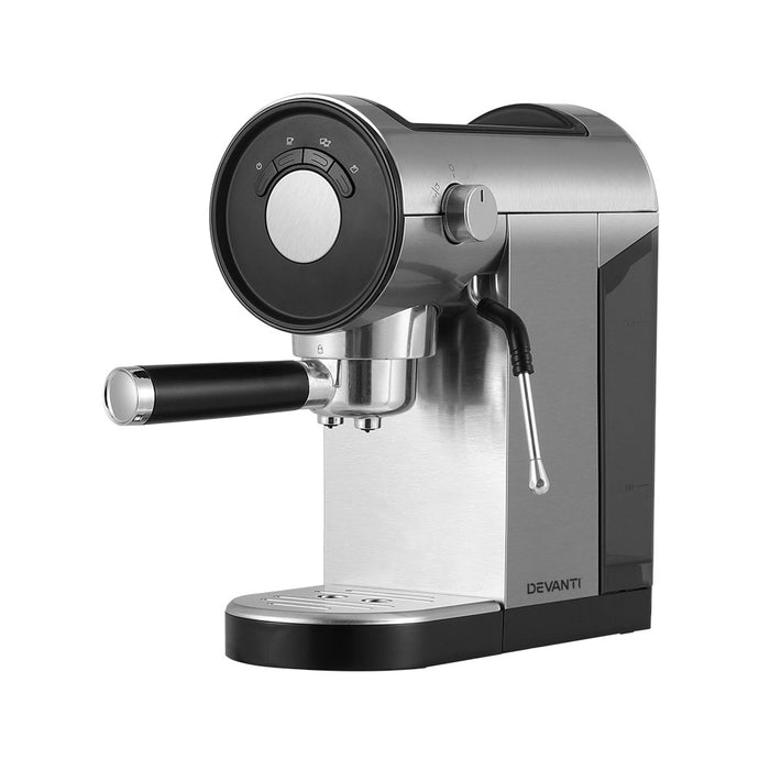 Devanti Coffee Machine Espresso Maker 20 Bar Milk Frother Cappuccino Latte Cafe - Devanti