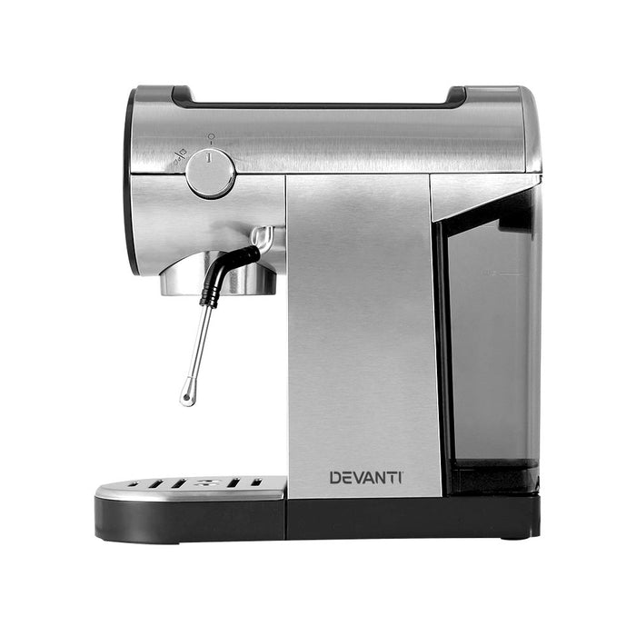 Devanti Coffee Machine Espresso Maker 20 Bar Milk Frother Cappuccino Latte Cafe - Devanti