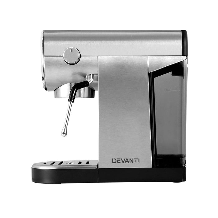 Devanti Coffee Machine Espresso Maker 20 Bar Milk Frother Cappuccino Latte Cafe - Devanti