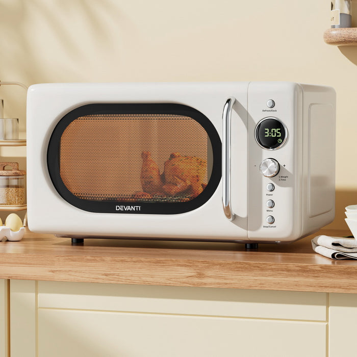 Devanti 20L Microwave Oven 700W Cream - Devanti