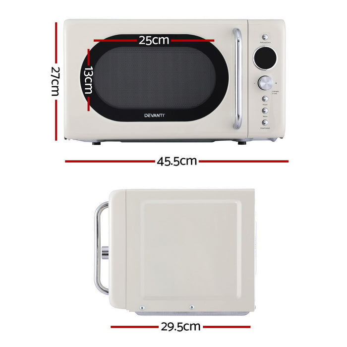 Devanti 20L Microwave Oven 700W Cream - Devanti