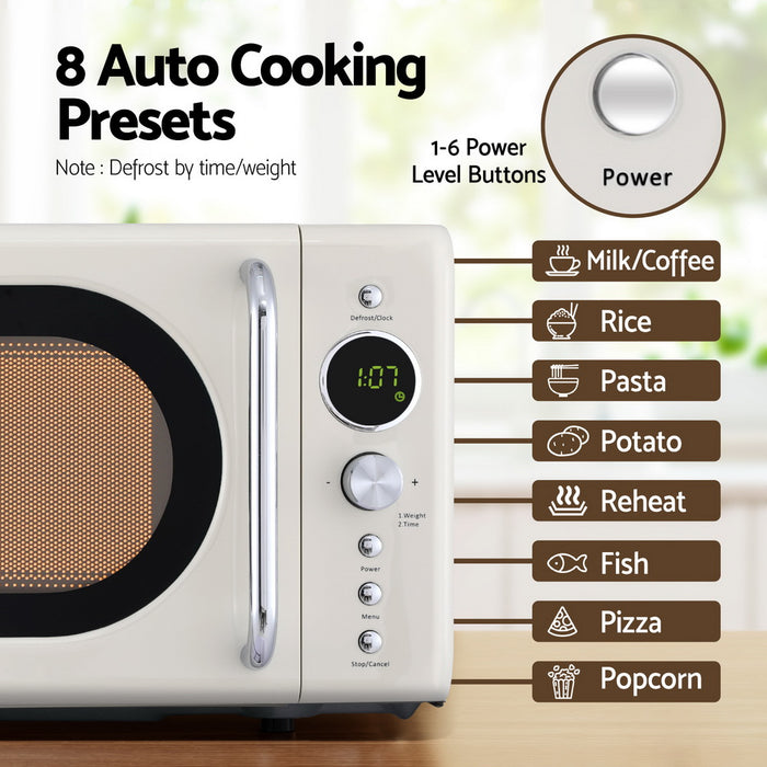 Devanti 20L Microwave Oven 700W Cream - Devanti