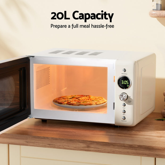 Devanti 20L Microwave Oven 700W Cream - Devanti