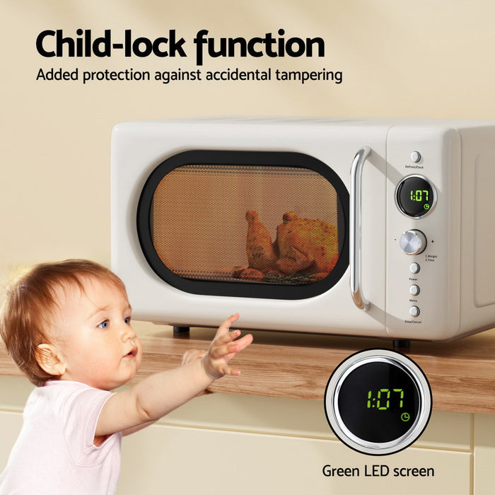 Devanti 20L Microwave Oven 700W Cream - Devanti