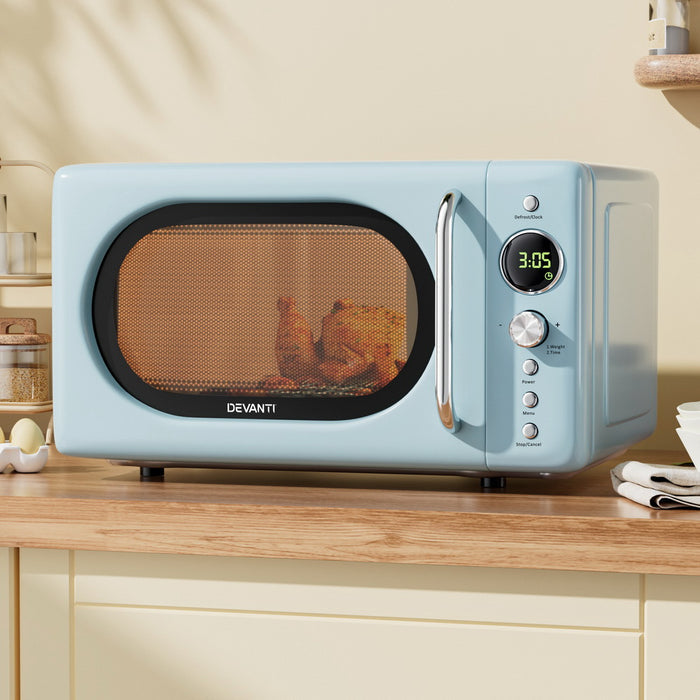 Devanti 20L Microwave Oven 800W Blue - Devanti